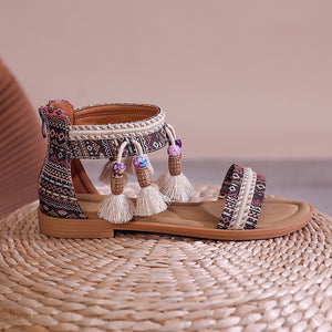 Bohemian Summer New Ethnic Fairy Open Toe Beaded Roman Sandals