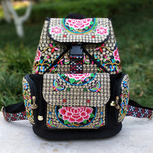 Load image into Gallery viewer, New Embroidery Bag Ethnic Style Bag Women&#39;s Large Capacity Canvas Backpack Travel Bag Fabric Art