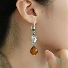 Load image into Gallery viewer, Retro 925 Silver Lotus Leaf Earrings Women's New Style Temperament Versatile Earrings Round Beads Irregular Earrings