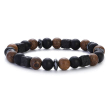 Load image into Gallery viewer, New Classic Natural Wood Beads Bracelets For Women Meditation Prayer Sliver Om Pendant Bracelet Men Wooden Yoga Jewelry