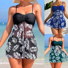 Load image into Gallery viewer, Summer Short Dress Split Swimsuit Women&#39;s Sexy Fashion High Waist Swimsuit Thickened Mesh Print Swimming Beach Wear