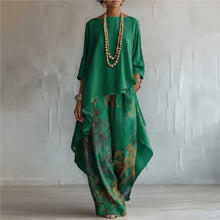 Load image into Gallery viewer, Boho Women's Spring Summer New Two-piece Set Suit Vintage Printed Irregular O Neck Versatile Casual Loose 2-piece Set For Women