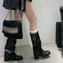 Load image into Gallery viewer, Woman Boots Knee High Platform Chunky Heels Trend Punk Gothic New Rock Leather Fashion Women's Shoes Motorcycle Footwear Q221
