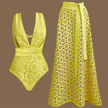 Load image into Gallery viewer, 2Pcs Printed Swimsuit Women Sexy Swimwear New Bikini With Long Skirt Female Biquini Push Up Swim Suit Bodysuit Beachwear CoverUp