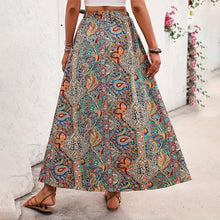 Load image into Gallery viewer, Bohemian Boho Retro Floral Print Skirts Women Indie Folk Summer High Waist A-Line Pleated Long Skirts Casual Holiday Beach Skirt