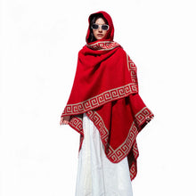 Load image into Gallery viewer, New Fine Ladies' Shawl Scarf with Geometric Pattern Borders Hooded Wrap Shawl Autumn Winter outdoor Travel Stylish Women