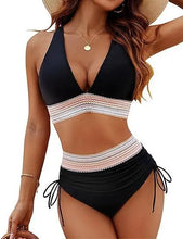 Load image into Gallery viewer, New 2026 Summer Beachwear Women Textured Bikini Set Wide Shoulder Belt Swimwear High Waist Push Up Bathing Suits Female Swimsuit