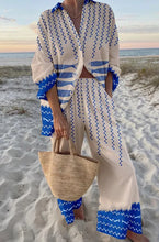 Load image into Gallery viewer, Fashion Print Beach Holiday 2-Piece Set Women Spring Summer Long Sleeve Shirt Top + Wide Legs Women's Oversized Two-Piece Outfit