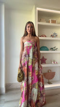 Load image into Gallery viewer, Casual Pleated Printed Strapless Maxi Dress Women Chic Sleeveless High Waist Loose Hem Long Dresses Summer New Lady Party Robes