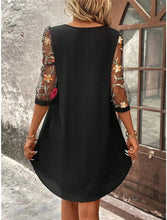 Load image into Gallery viewer, Luxury Dress Women's Perspective Mid Sleeve Printed Round Neck Mini Skirt Summer New Year Party Dress