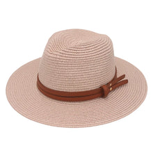 Load image into Gallery viewer, Summer Straw Sun Hat Panama Hats Grass Knitted Gift Hat Breathable Leisure Jazz Hat European American Style Straw Hat Beach Caps