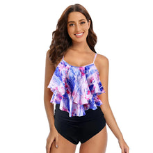 Load image into Gallery viewer, 8 Colors Women Ruffled Tankini Set Padded Top With Adjustable Shoulder Straps Elastic Slim Knitted High Waisted Beachwear 2025