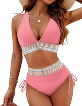 Load image into Gallery viewer, New 2026 Summer Beachwear Women Textured Bikini Set Wide Shoulder Belt Swimwear High Waist Push Up Bathing Suits Female Swimsuit