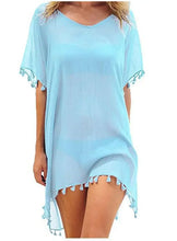Load image into Gallery viewer, Women Swimsuit Baggy Tunic Tops Bikini Cover-Ups Dress Swim Summer Beach Bathing T-Shirt Women Cotton Blouse Beachwear