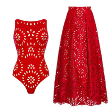 Load image into Gallery viewer, 2Pcs Printed Swimsuit Women Sexy Swimwear New Bikini With Long Skirt Female Biquini Push Up Swim Suit Bodysuit Beachwear CoverUp