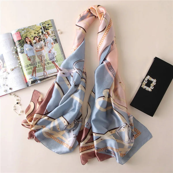 Green Peacock Feather Hijab Summer Beach Pareo Silk Scarf Women Luxury Bandana Soft Long Foulard Femme Designer Bufandas Mujer