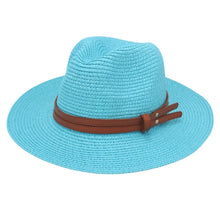 Load image into Gallery viewer, Summer Straw Sun Hat Panama Hats Grass Knitted Gift Hat Breathable Leisure Jazz Hat European American Style Straw Hat Beach Caps