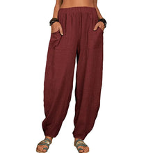 Load image into Gallery viewer, Casual Women Harem Pants Summer Female Cotton Linen Loose Wide Leg Long Pants Homewear LRFZ-922