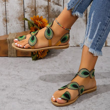 Load image into Gallery viewer, Yellow Embroidered Faux Flower Fashion Sandals Flat Plus Size 43 Summer Outdoor Beach Shoes Travel Mom Shoes