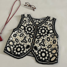Load image into Gallery viewer, Women Floral Embroidered Crochet Vest Top Summer Beach Cover Up Cardigan Waistcoat Boho Chic Vacation Outfit
