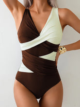 Load image into Gallery viewer, Sexy White Black Patchwork Swimwear Women Deep V Neck Cross Tummy Control One Piece Swimsuit Beach Bathing Suit Monokini 2026