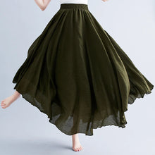 Load image into Gallery viewer, Boho Cotton Linen Beach Long Skirt Women Vintage Casual Solid A-line High Waist Dance Floor-Length Maxi Skirt Spring Summer New