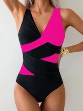Load image into Gallery viewer, Sexy White Black Patchwork Swimwear Women Deep V Neck Cross Tummy Control One Piece Swimsuit Beach Bathing Suit Monokini 2026