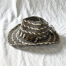 Load image into Gallery viewer, Handmade Color Matching Sun Hat Characteristic Ethnic Style Western Cowboy Straw Hat Black and White Two-color Woven Beach Hat