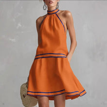 Load image into Gallery viewer, Contrast Color Elegant Off Shoulder Sleeveless A-Line Halter Neck Mini Dress Y2K Summer Fashion Vacation Party Vestidos
