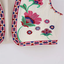 Load image into Gallery viewer, Women Vintage Floral Embroidered Open WaistCoat Ladies National Style Vest Jacket Outfits Casual Vacation Crop Top