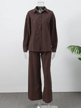Load image into Gallery viewer, Summer Brown Cotton Linen Loose Pants Sets Fashion V-neck Lace Up Long Sleeve Shirt Suit 2025 New Women&#39;s Casual 2 Piece Outfits