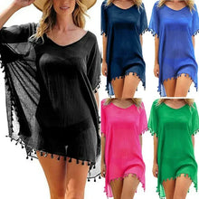 Load image into Gallery viewer, Women Swimsuit Baggy Tunic Tops Bikini Cover-Ups Dress Swim Summer Beach Bathing T-Shirt Women Cotton Blouse Beachwear