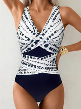 Load image into Gallery viewer, Sexy White Black Patchwork Swimwear Women Deep V Neck Cross Tummy Control One Piece Swimsuit Beach Bathing Suit Monokini 2026