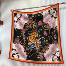 Load image into Gallery viewer, Silk Scarf Women Floral Printed Square Scarves Head Echarpes Silk Foulards Femme Wraps Beach Shawls Bandana Lady Hijabs 90CM