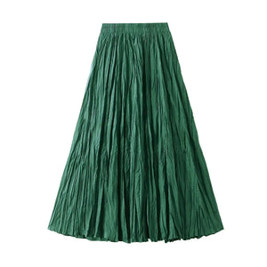 Light Luxury Irregular Slimming Pleated  A-line Skirt for Women High Waist Solid Color Loose Fashion Skirts Casual  Spring New