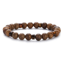 Load image into Gallery viewer, New Classic Natural Wood Beads Bracelets For Women Meditation Prayer Sliver Om Pendant Bracelet Men Wooden Yoga Jewelry