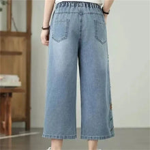 Load image into Gallery viewer, Artistic retro Heavy industry Embroidered Denim Wide leg Pants Spring Summer 2026 New Women's Loose waist Casual Nine Fen Jeans