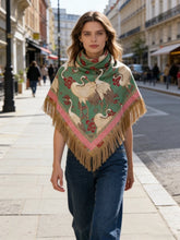 Load image into Gallery viewer, Tassel Floral Women ’s Scarf Large Square Silky Satin Scarf With Olive Fringe Trim Scarf Female 2026 Spring Woman Accessory