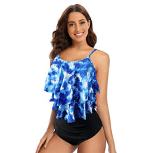 Load image into Gallery viewer, 8 Colors Women Ruffled Tankini Set Padded Top With Adjustable Shoulder Straps Elastic Slim Knitted High Waisted Beachwear 2025
