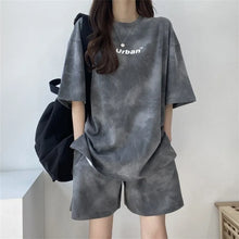 Load image into Gallery viewer, Women T-Shirt Shorts Suit Set Casual Tie Dye Loose tshirt and wide leg middle shorts with pockets female Soft Summer Shorts Sets
