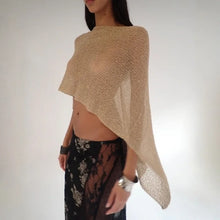 Load image into Gallery viewer, JadedLondon Gold Knitted Hollow out One Piece Top Hanging Neck Shoulder Multi-Way Holiday Style Strap Vest Polyester Fiber