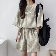 Load image into Gallery viewer, Women T-Shirt Shorts Suit Set Casual Tie Dye Loose tshirt and wide leg middle shorts with pockets female Soft Summer Shorts Sets