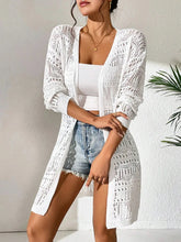 Load image into Gallery viewer, Polyester 100.00% Solid Color Knitted Cardigan with Sun Shading and Loose Fitting Fashion, Mid Length and Elegant Sweater