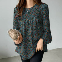 Load image into Gallery viewer, Women Floral Printed Blouse Bohemian Holiday Tops Vintage Long Sleeve Work Shirt Casual Cotton Chemise Female Blusas