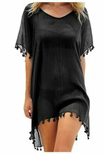 Load image into Gallery viewer, Women Swimsuit Baggy Tunic Tops Bikini Cover-Ups Dress Swim Summer Beach Bathing T-Shirt Women Cotton Blouse Beachwear