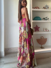 Load image into Gallery viewer, Casual Pleated Printed Strapless Maxi Dress Women Chic Sleeveless High Waist Loose Hem Long Dresses Summer New Lady Party Robes
