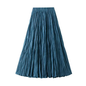 Light Luxury Irregular Slimming Pleated  A-line Skirt for Women High Waist Solid Color Loose Fashion Skirts Casual  Spring New
