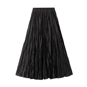 Light Luxury Irregular Slimming Pleated  A-line Skirt for Women High Waist Solid Color Loose Fashion Skirts Casual  Spring New