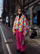 Load image into Gallery viewer, Fashionable Autumn/winter New Release Rainbow Flower Padded Jacket Cross-border Style Quilted Coats For Men Women