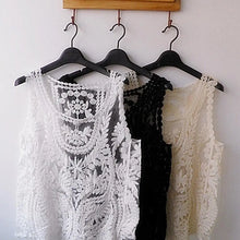 Load image into Gallery viewer, Women's Sleeveless Lace Tank Top Sexy Embroidery Hollow-out Floral Crochet Shirt Crochet T-Shirts For Women Lace Tee Shirt